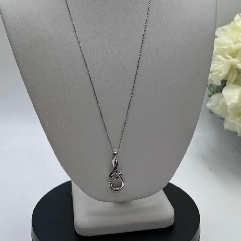 Designer 925 Sterling Silver Round Black White Diamond Infinity Pendant Necklace
